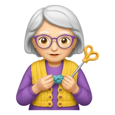 knitting grandma yellow sticker