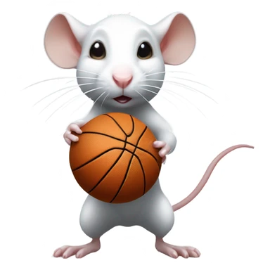 White rat playing basketball  sticker