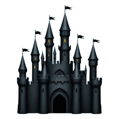 iOS emoji, minimal dark fantasy, black castle silhouette, flat sticker