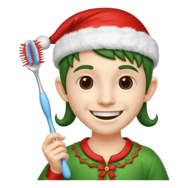 DUENDE NAVIDEÑO CON CEPILLO DE DIENTES EN LA MANO sticker
