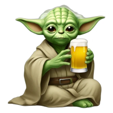 Yoda drinking a beer sticker