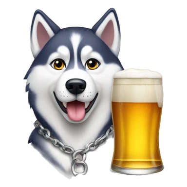 husky with glass of beer sticker