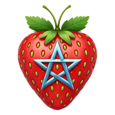 Strawberry with pentacle on it sticker