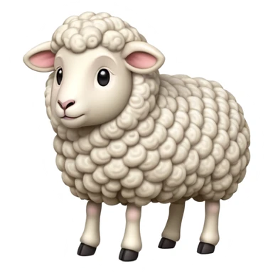cinematic-[realistic sheep]-realistic-full-body-standing-emoji,-tail-flicking-lazily,-head-tilted-dramatically,-curly-[white]-fur,-simplified-yet-realistic-focused-features,-highly-detailed,-glowing-with-an-almost-sarcastic-glow sticker