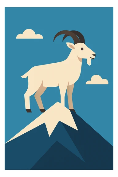 Flat design style goat in the peak sticker