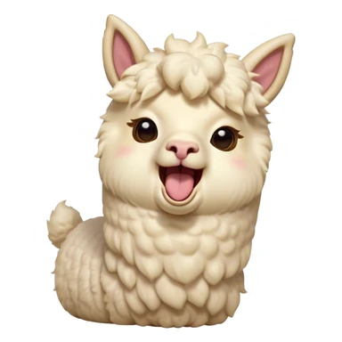 Cinematic Cute Yawning Cream Alpaca Portrait Emoji, Head tilted slightly with a dramatic, wide-open yawn, showcasing a soft, fluffy cream fleece with subtly drooping ears, round gentle eyes barely open in drowsy contentment, Simplified yet irresistibly adorable features, highly detailed, glowing with a soft, cozy glow, high shine, relaxed yet expressive, stylized with a touch of whimsy, bright and endearing, soft glowing outline, capturing the essence of a sleepy yet affectionate alpaca, so drowsy it feels like it could stretch out of the screen and curl up for a nap! sticker