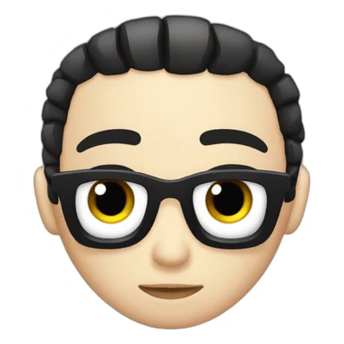 Emo, black hair, black eyeshadow, sad face sticker