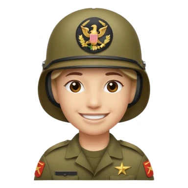 slack style emoji simple smile 🙂 :simple_smile:

add a military 🪖 :military_helmet:  on his head sticker