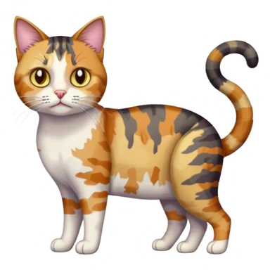 full body anxious looking colourful light patched calico tabby cat with hazel eyes sticker
