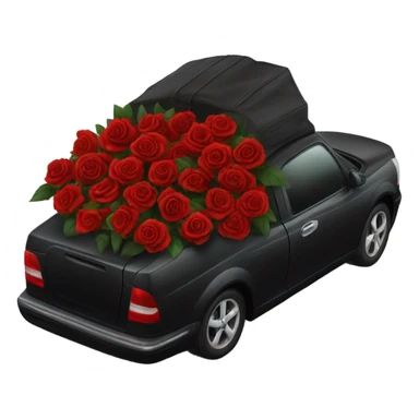 black open car trunk with red roses left in it sticker
