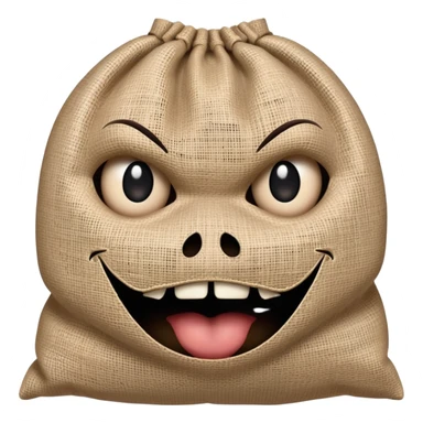 creepy burlap sack face with stitched mouth and dark hollow eyes sticker