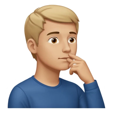 white guy looks up, stands sideways, puts hand to chin, thinks sticker