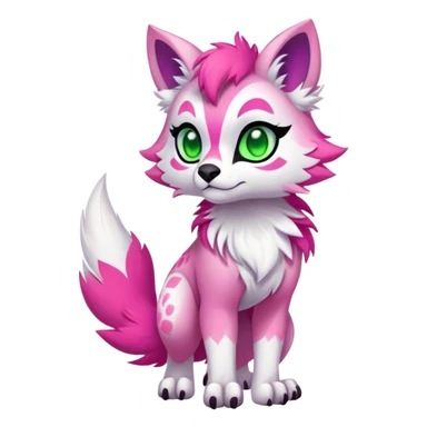Neon-colored multi-colored cute cool exotic Falvie-Fionbri-fantasy-creature-fursona, full body, with markings sticker