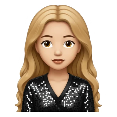 Head from Korn with long light brown hair, light skin, black sequin outfit sticker