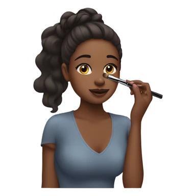 girl putting on makeup sticker