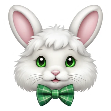 cute Easter bunny with a green plaid bow tie sticker