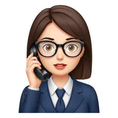 Brunette office lady with glasses bulging eyes talking on a phone  sticker