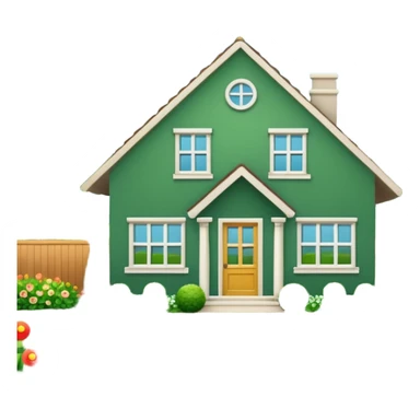 a home which has garden like and the home has slack emoji, sticker