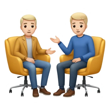 Tow guys in a chair asking sticker