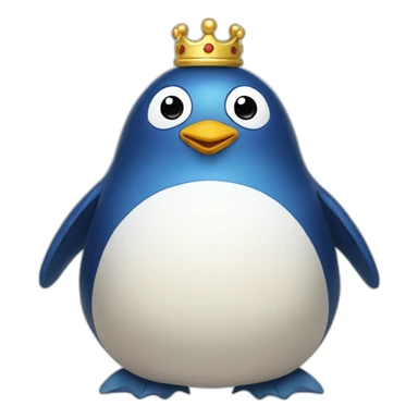 kawaï blue pudgy penguin wearing a golden crown sticker