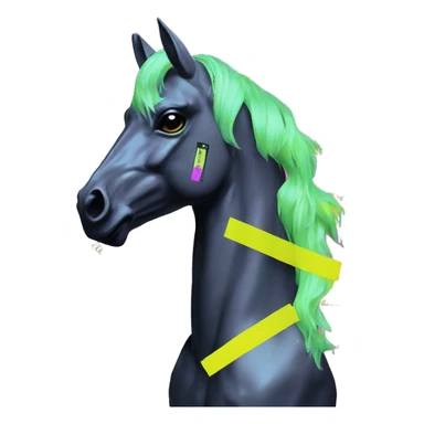.Zombie_ Vaporwave black holographic oilslick zombie unicorn yellow caution tape graffiti Pegasus sticker