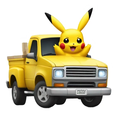 Pikachu in a truck with white bricks in the back sticker