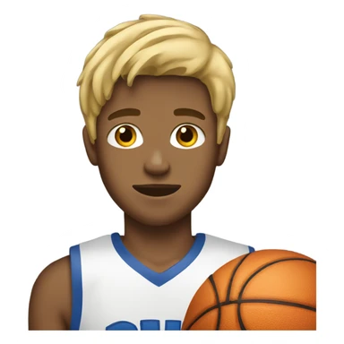 young blonde man holding basketball sticker