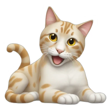 cat licks his foot sticker