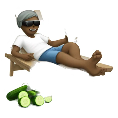 feet up relaxing with a drink and cucumbers over eyes sticker