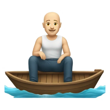 Bald man on a boat sticker