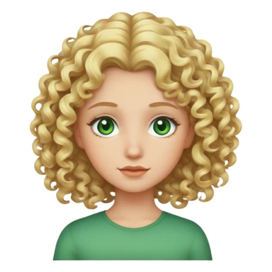 Blonde curly hair girl with green eyes sticker