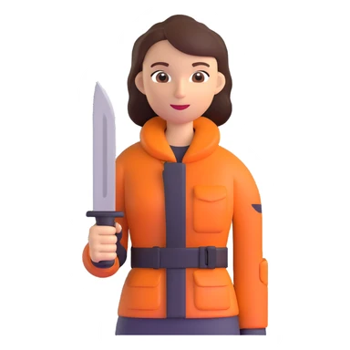 Outdoorsy woman with a survival knife sticker