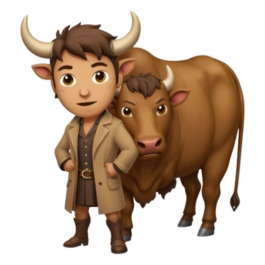 An emoji of a Cretan Minotaur. It has the body of a man and the head of a bull. sticker
