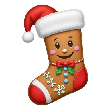 gingerbread cookie in red chrismas sock shape sticker