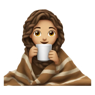 Brown hair Girl drinking coffee, with a cozy blanket sticker
