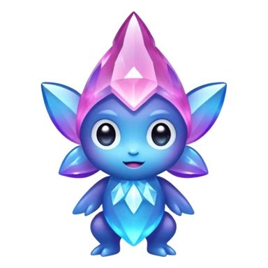 kawaii chibi style crystal sprite creature that is purple, blue, and pink  sticker