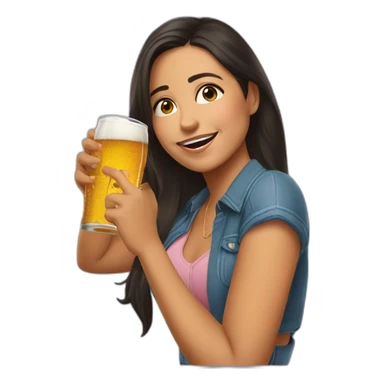 Lilia Cedillo Ramirez drinking beer sticker