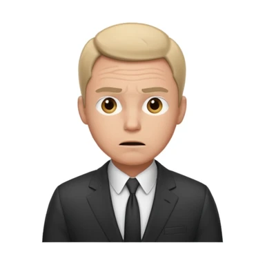 professional man in a suit, anxious, sweat on brow, neutral background sticker