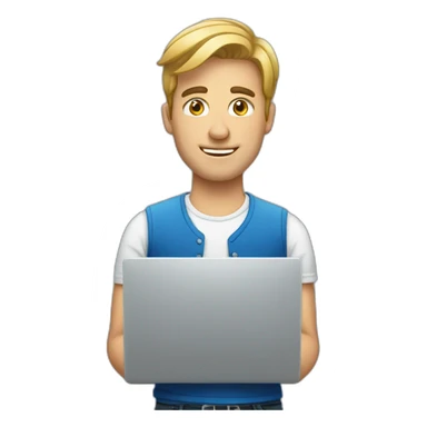 european guy using laptop sticker
