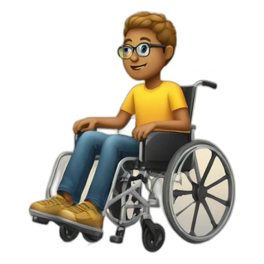Adolescent en fauteuil roulant portant des lunettes de soleil sticker