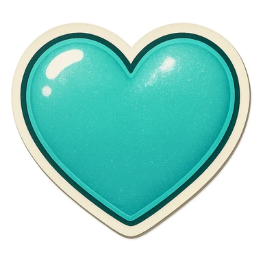 Change the glittery mint color heart to a glittery teal color heart, keeping the background transparent. sticker