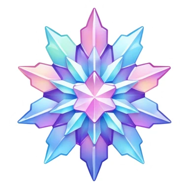 Gradient iridescent Pastel rainbow Pink violet blue crystal star snowflake  sticker