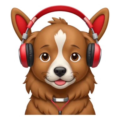 dog wearing red headphones sticker