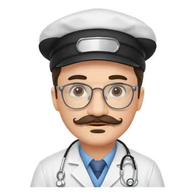mustached doctor with hat sticker