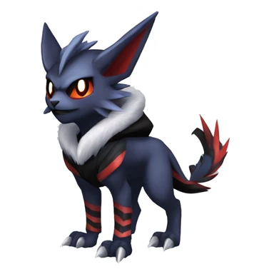 Cool Dark Edgy Absol-Noivern-Quilava-Litten-Pokémon with edgy stripes hoodie spiked collar punk Full Body sticker