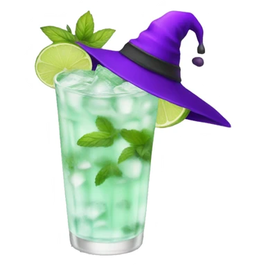 Mojito with purple witch hat, no straw, no leaves sticker