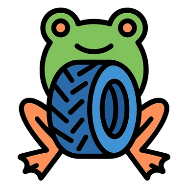 icon of a tire with legs and a frog's head, minimalistic and modern sticker