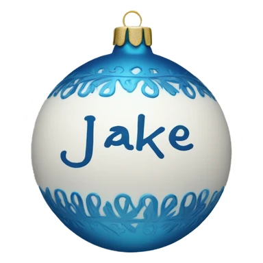 blue ornament with the name jake on it in cursive  sticker