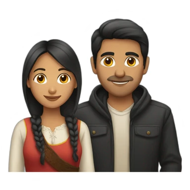 Peruvian woman and a Spanish man sticker