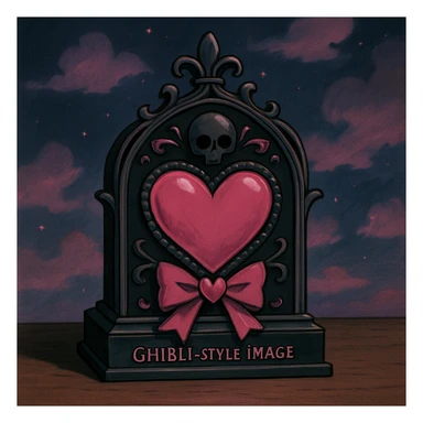 BLACKPINK-inspired gothic object, dreamy and bold, black and pink colors, ghibli style sticker